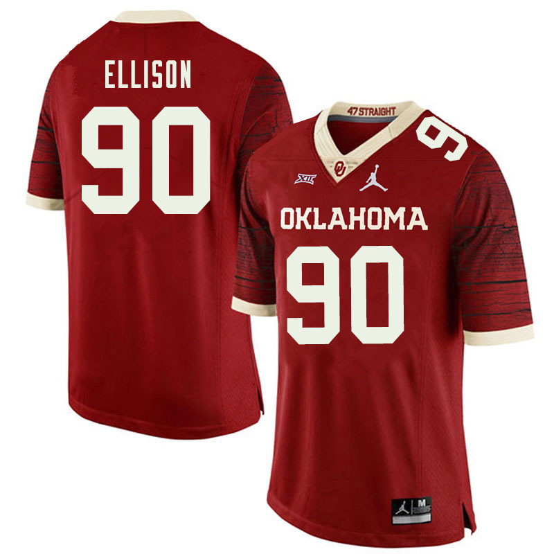 Jordan Brand Men #90 Josh Ellison Oklahoma Sooners College Football Jerseys Sale-Retro - Click Image to Close